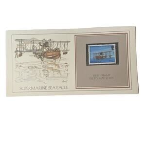 Vtg 1923 Supermarine Sea Eagle Jersey Stamp Basil Smith Print Issue '73 Aviation